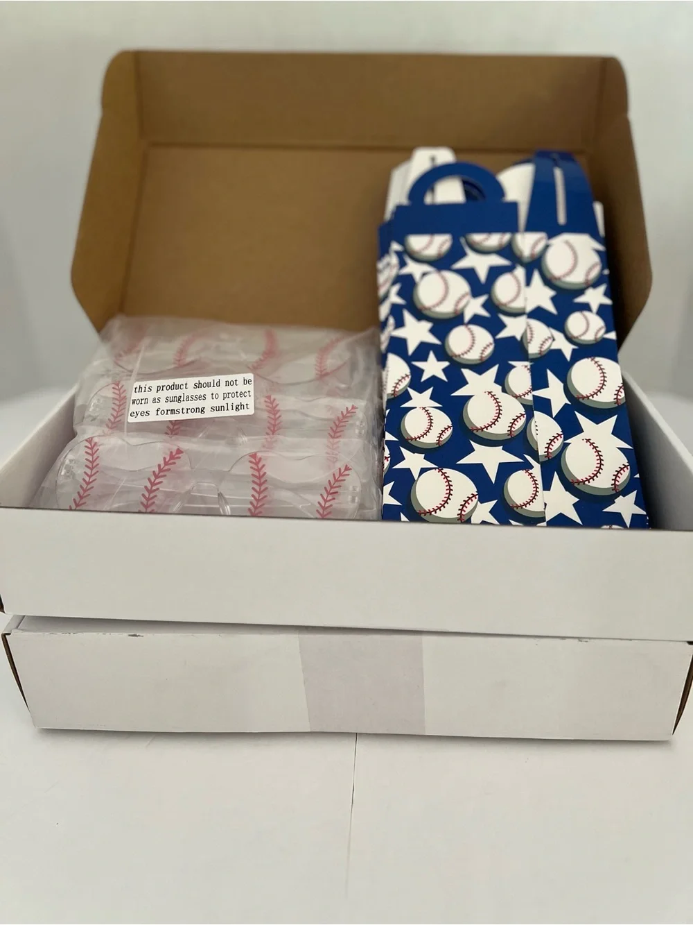 32 Piece Baseball Party Favor set with Sunglasses & Party Boxes - 2 Sets (64pcs)